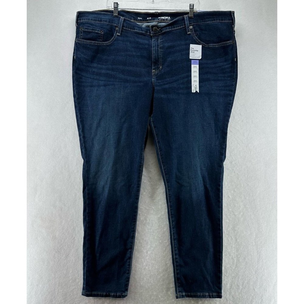 Sonoma Jeans Womens 48/30 The Everyday Skinny Dark Washed Stretch Denim Blue